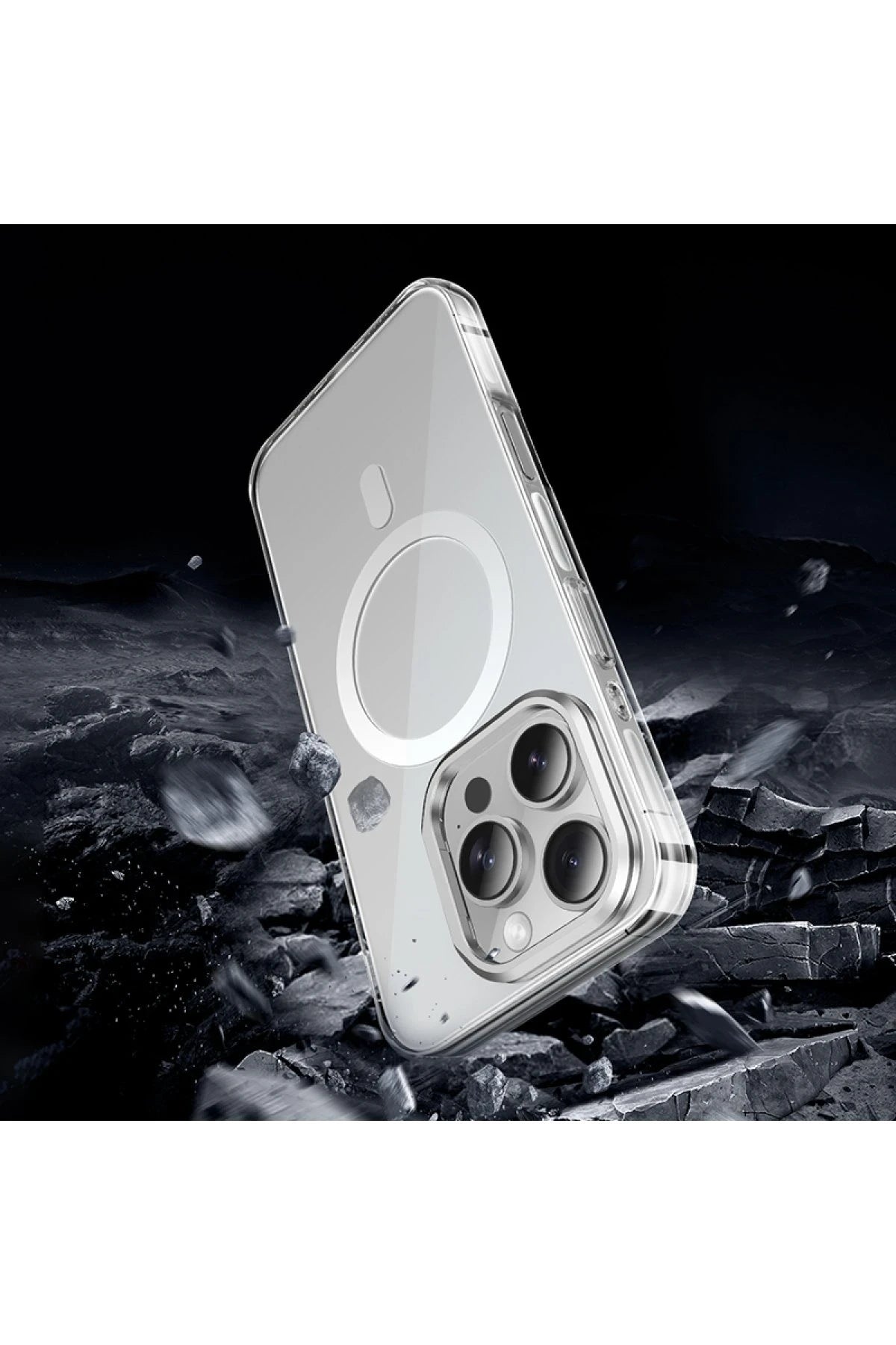 Hoco. iPhone 16 Pro ile Uyumlu Invisible Kablosuz Şarj Özellikli Kapak - Şeffaf