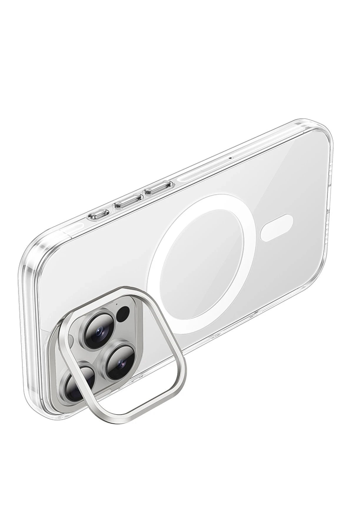 Hoco. iPhone 16 Pro ile Uyumlu Invisible Kablosuz Şarj Özellikli Kapak - Şeffaf