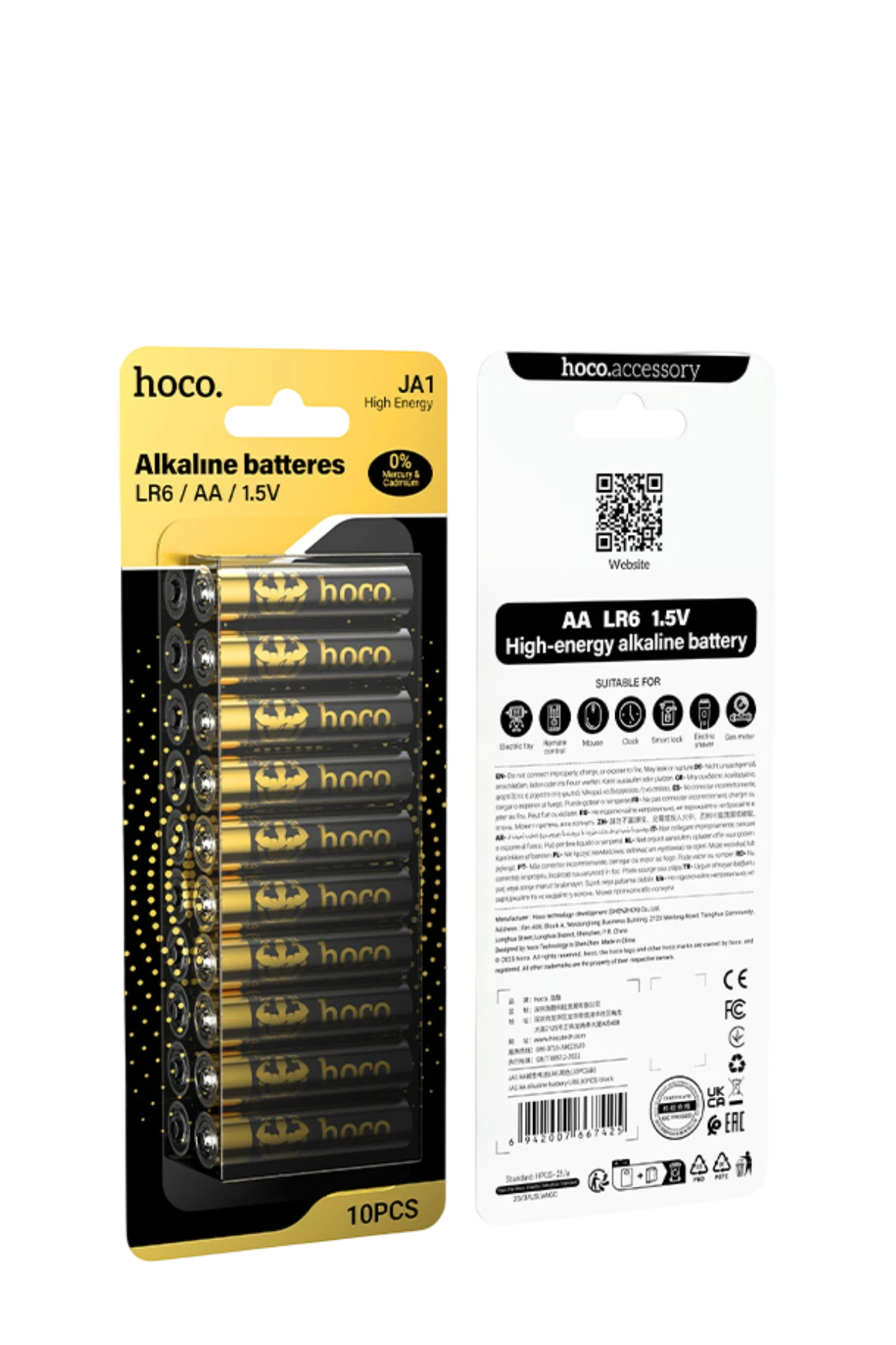 Hoco. JA1 AA Alkalin Pil LR6 10’lu Paket - Siyah