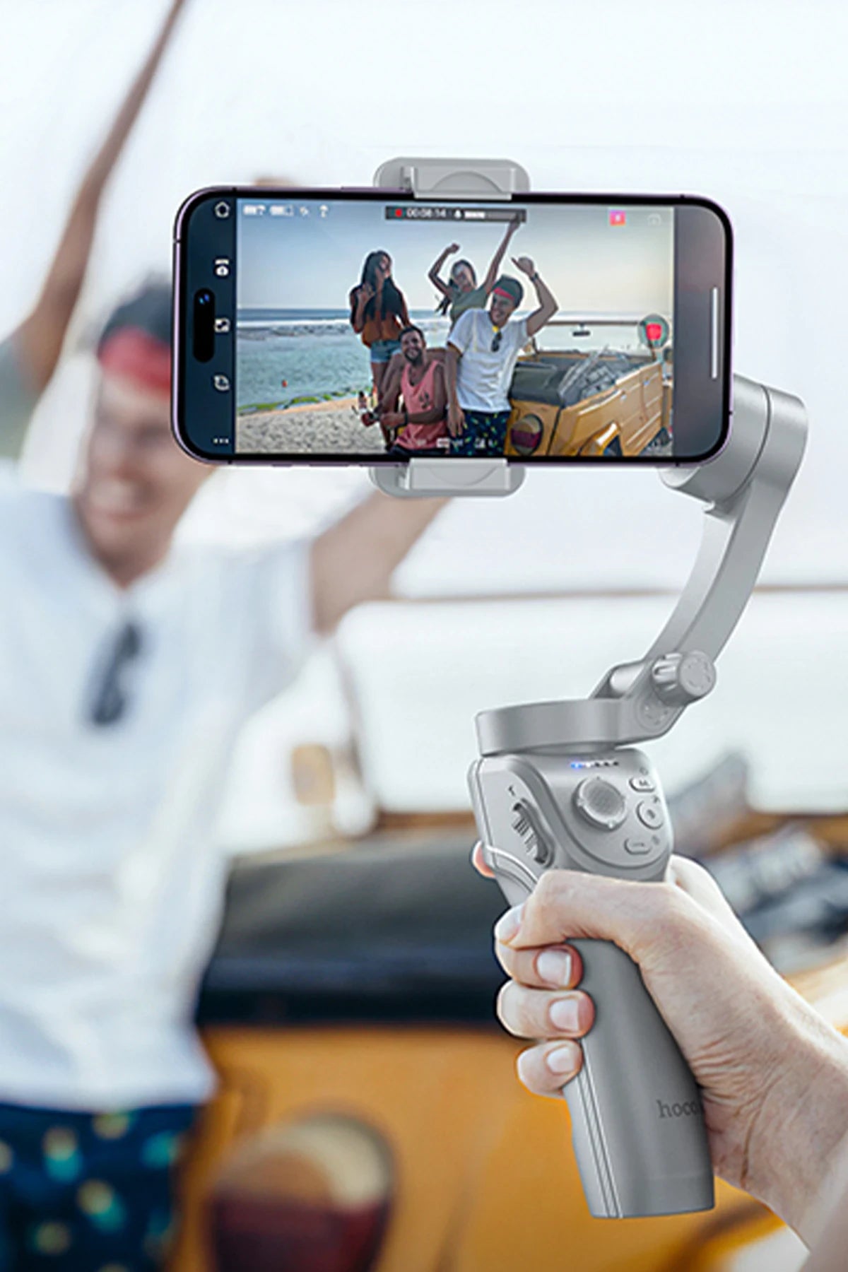 Hoco. K24 360 Derece Otomatik Yüz Takipli Tripodlu Akıllı Selfie Gimbal - Gri