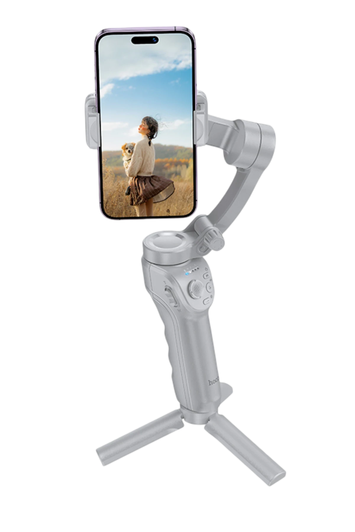 Hoco. K24 360 Derece Otomatik Yüz Takipli Tripodlu Akıllı Selfie Gimbal - Gri