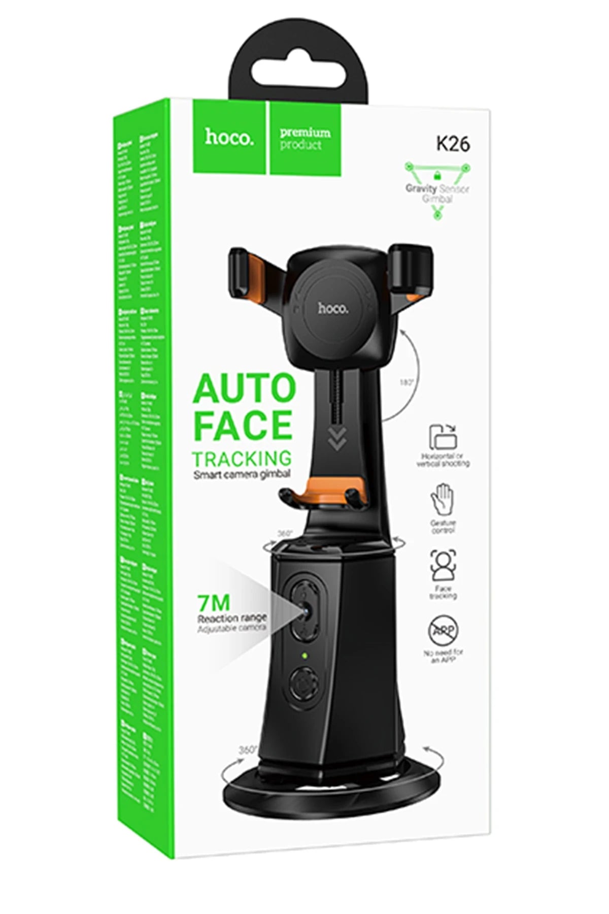 Hoco. K26 Otomatik Yüz Takipli Tripodlu Akıllı Selfie Gimbal - Siyah