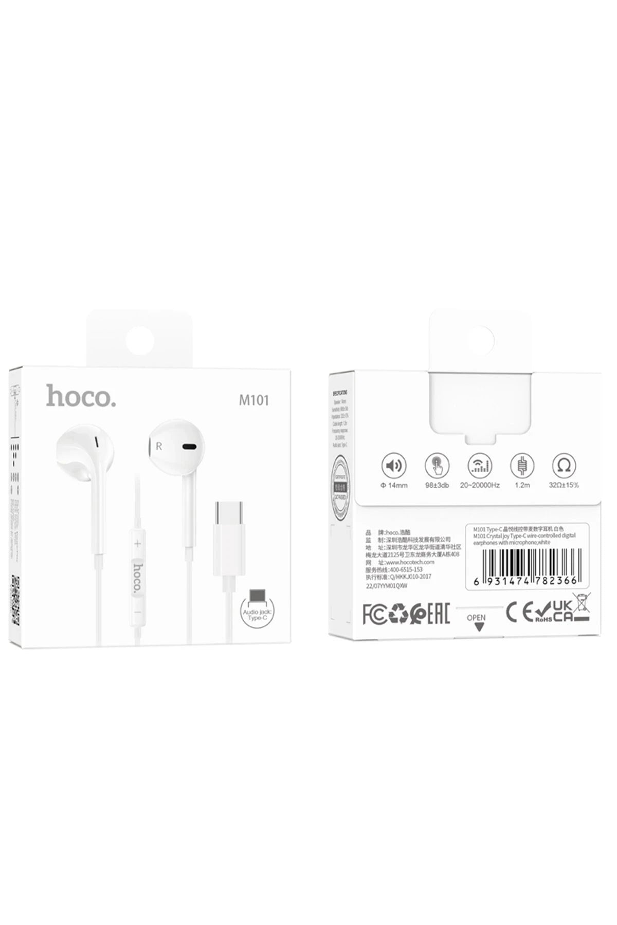 Hoco. M101 Crystal Type-C Dijital Mikrofonlu Kablolu Kulaklık - Beyaz