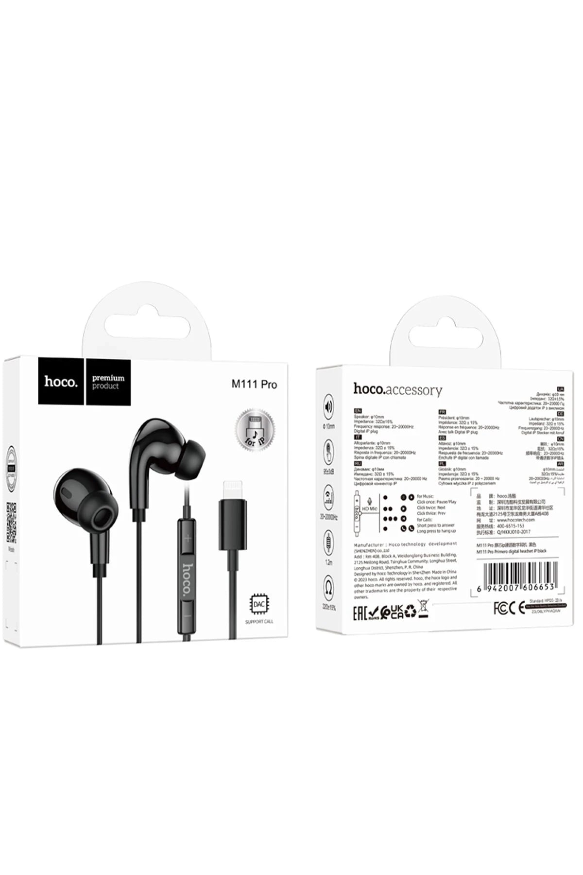 Hoco. M111 Pro Lightning Dijital Mikrofonlu Kablolu Kulaklık - Siyah