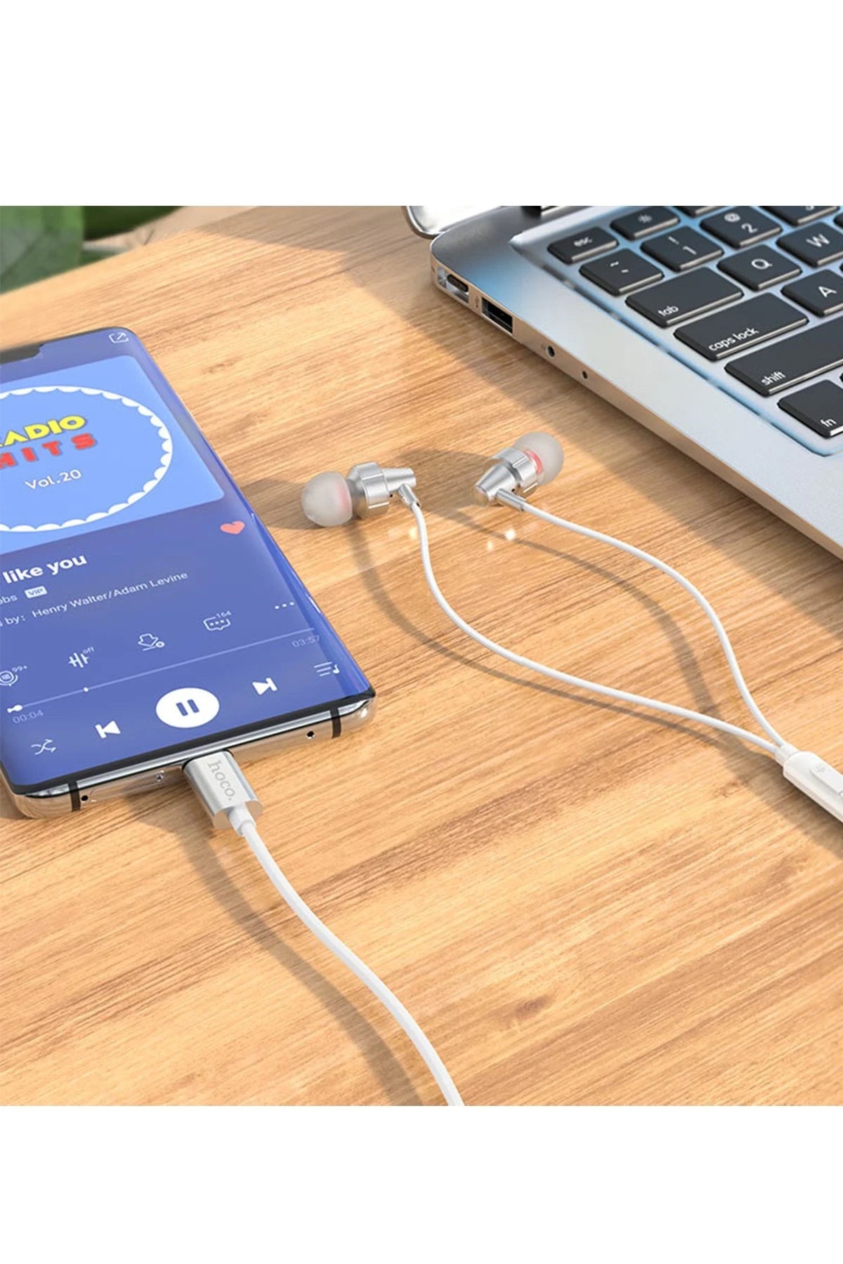 Hoco. M90 Delight 1.2M Type-C Dijital Mikrofonlu Kablolu Kulaklık - Gümüş