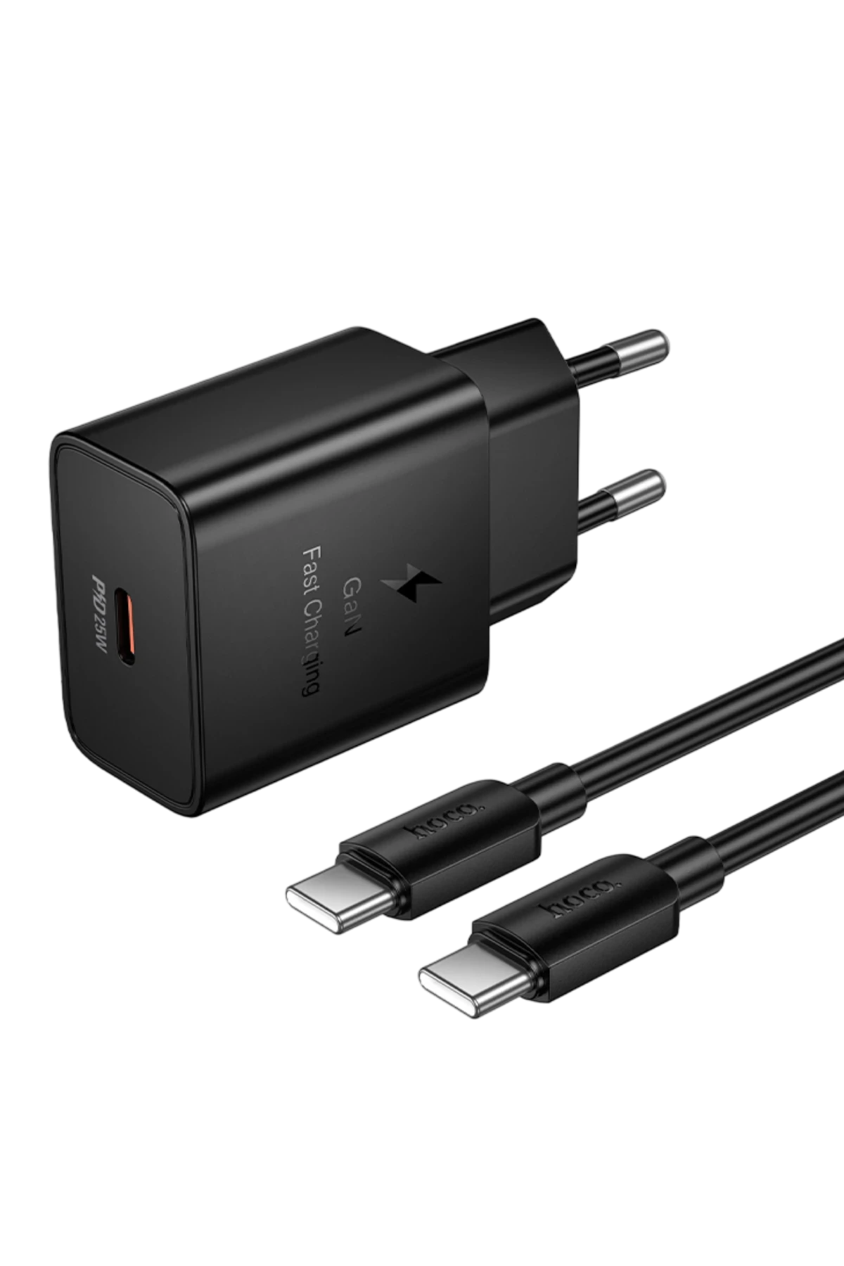 Hoco. N76 Star 25W Type-C Çıkışlı Ekstra Type-C to Type-C Kablolu PD Hızlı Şarj Aleti – Siyah