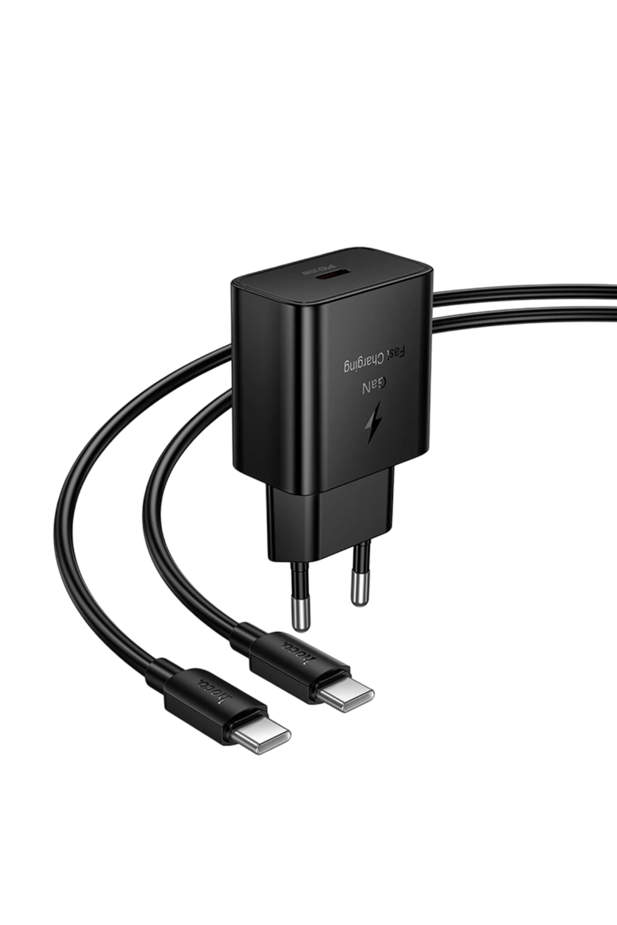 Hoco. N76 Star 25W Type-C Çıkışlı Ekstra Type-C to Type-C Kablolu PD Hızlı Şarj Aleti – Siyah