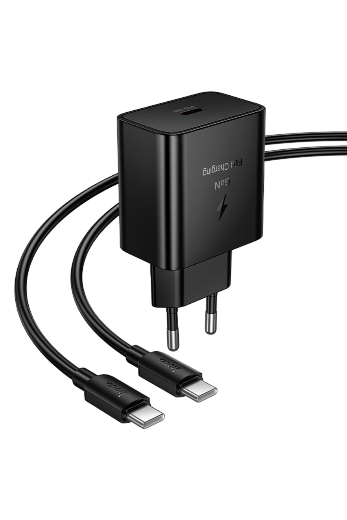 Hoco. N77 Star 45W Type-C Çıkışlı Ekstra Type-C to Type-C Kablolu PD Hızlı Şarj Aleti - Siyah