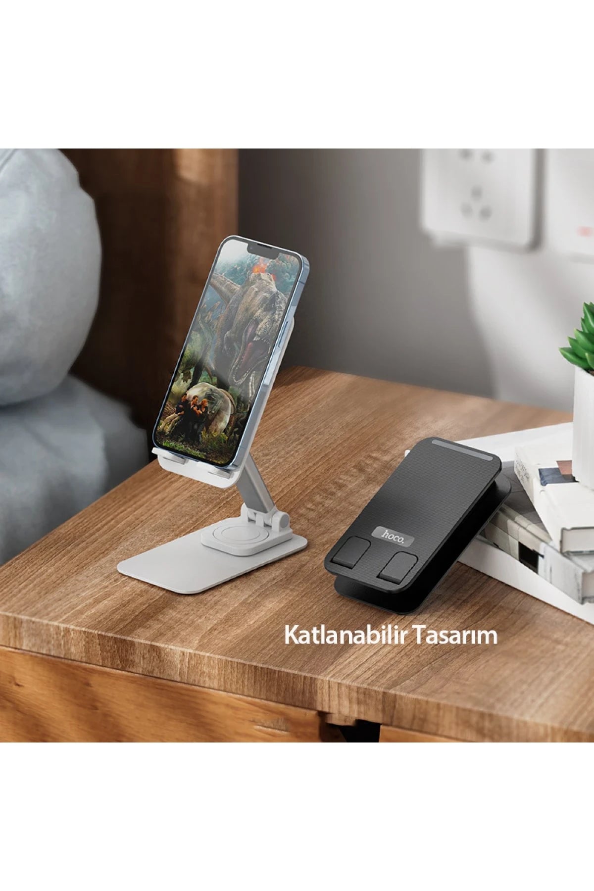 Hoco. PH50 Ayarlanabilir Katlanabilir Masaüstü Telefon Tablet Tutucu - Beyaz