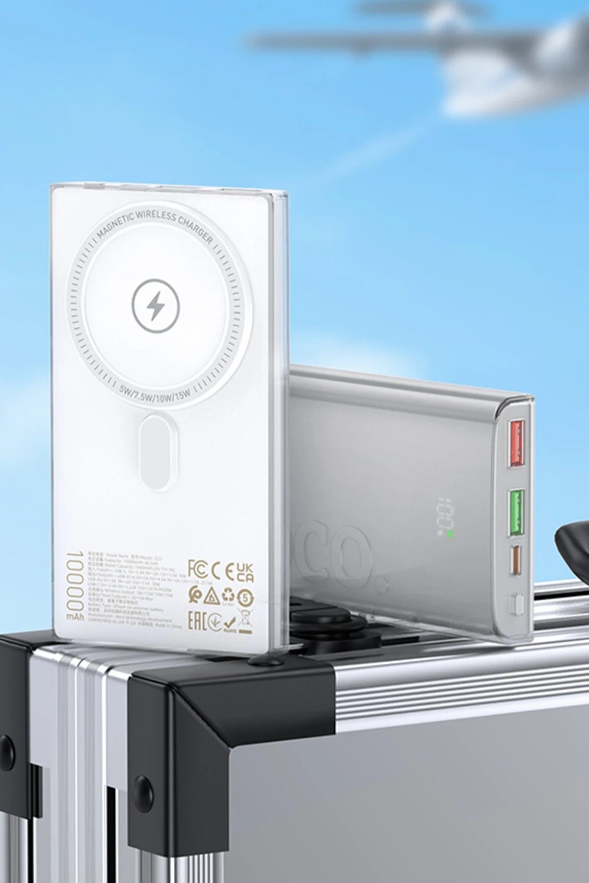 Hoco. Q22 Taurus 22.5W PD 20W Magsafe Dijital Ekranlı Powerbank - Beyaz