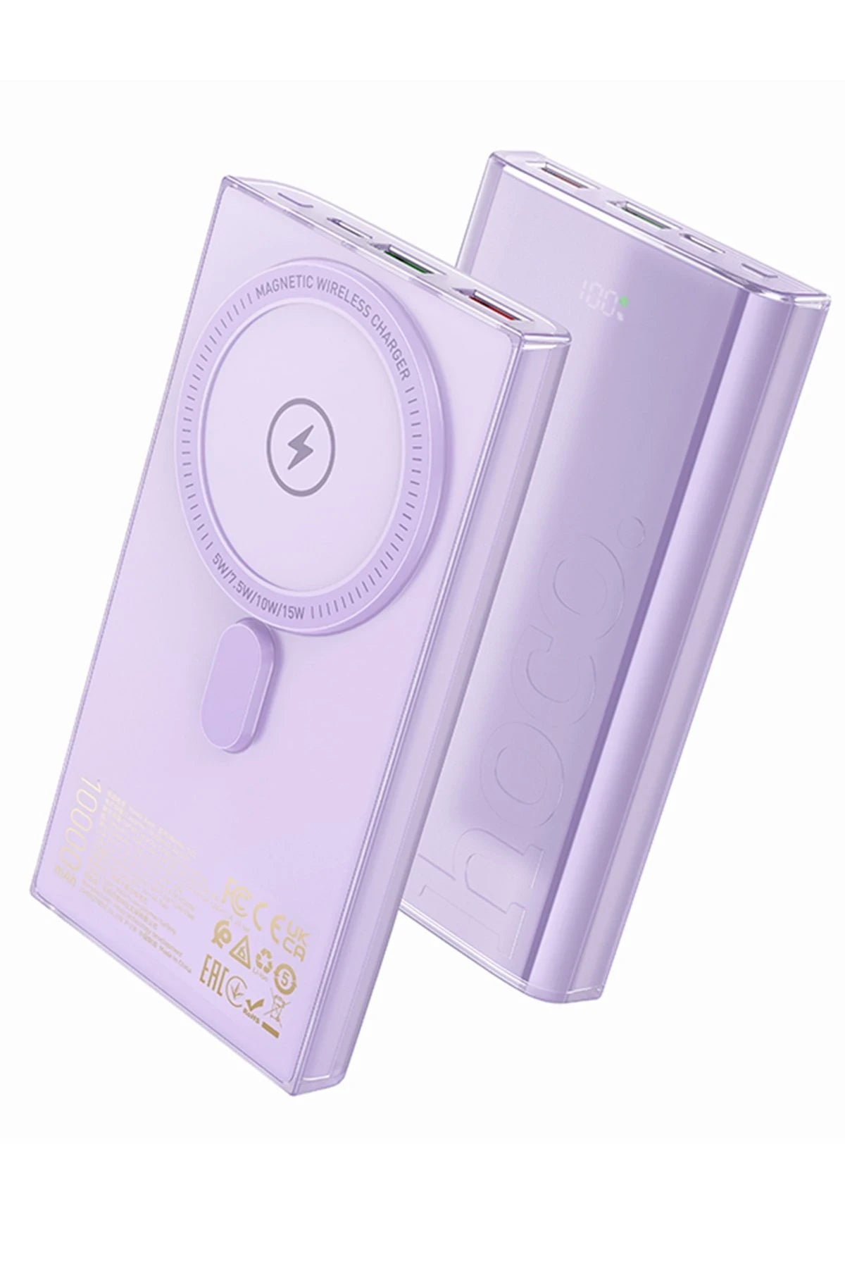 Hoco. Q22 Taurus 22.5W PD 20W Magsafe Dijital Ekranlı Powerbank - Mor