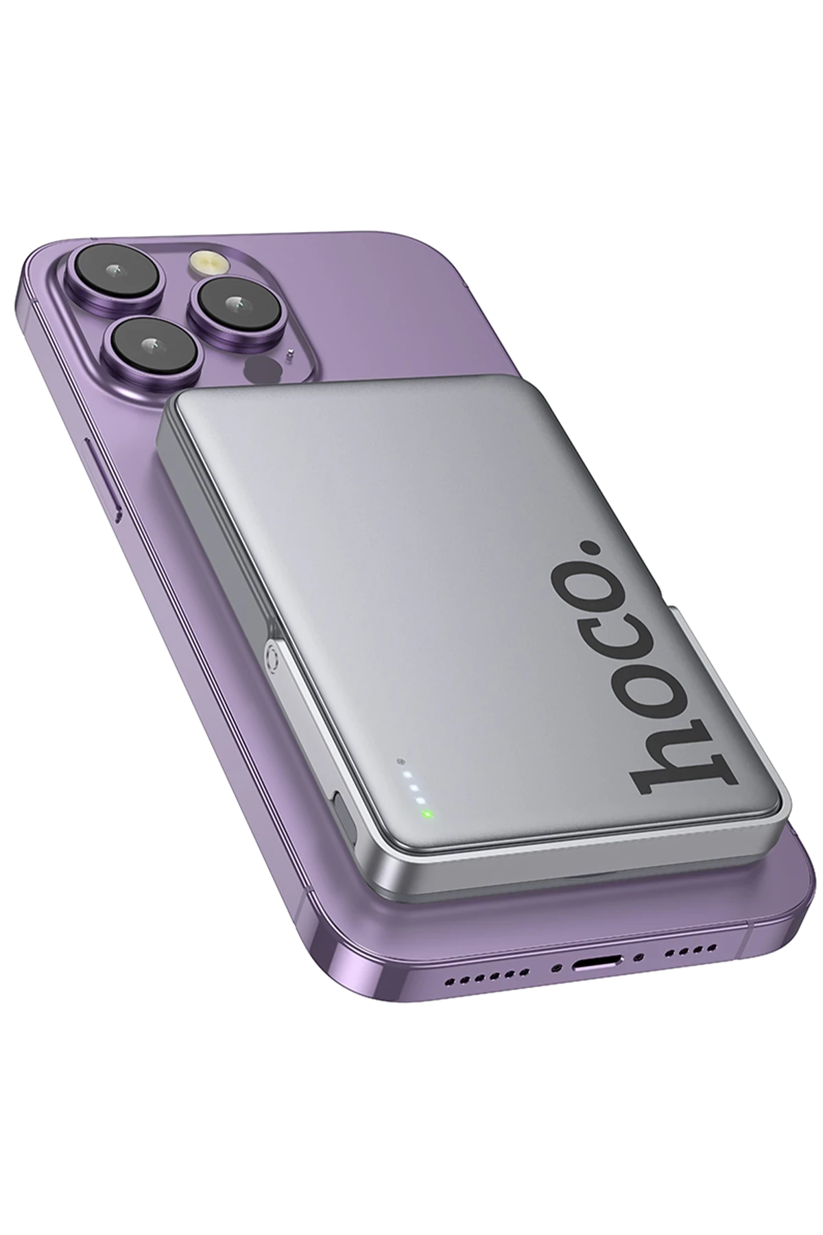 Hoco. Q36 Sunlight 5.000 mAh 20W Type-C ve 10W Kablosuz Şarj PD Magsafe Standlı Powerbank - Titan Gri