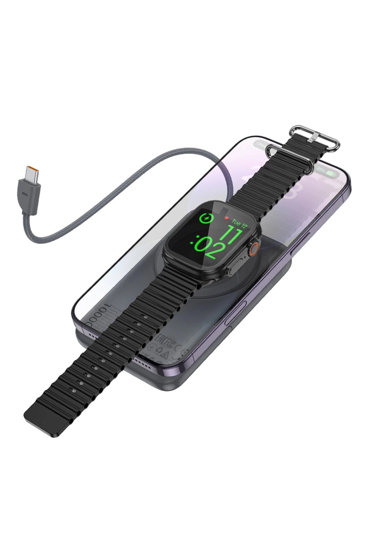 Hoco. Q43 Clever 3in1 10.000 mAh PD 20W Standlı Magsafe Powerbank - Gri