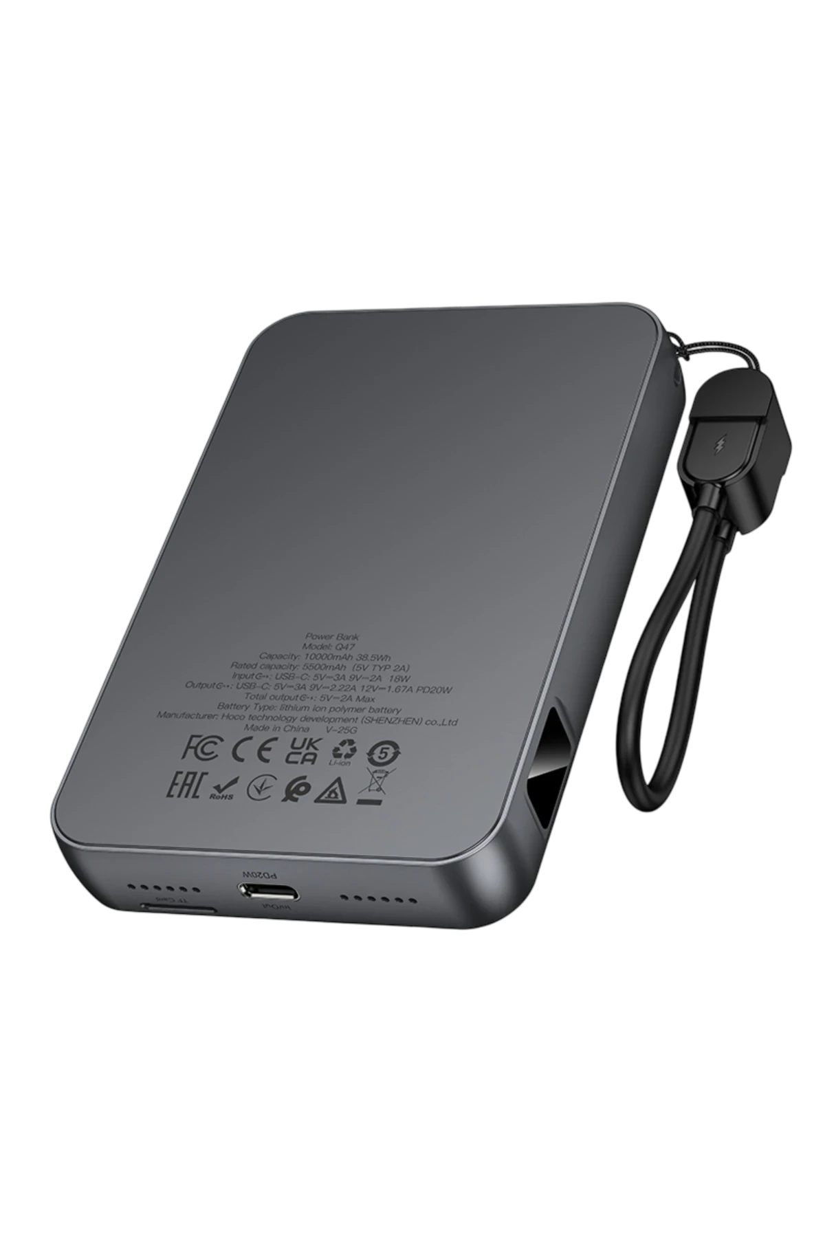 Hoco. Q47 Shine 10.000 mAh PD 20W Dahili Retro Oyun Konsollu Magsafe Powerbank - Siyah