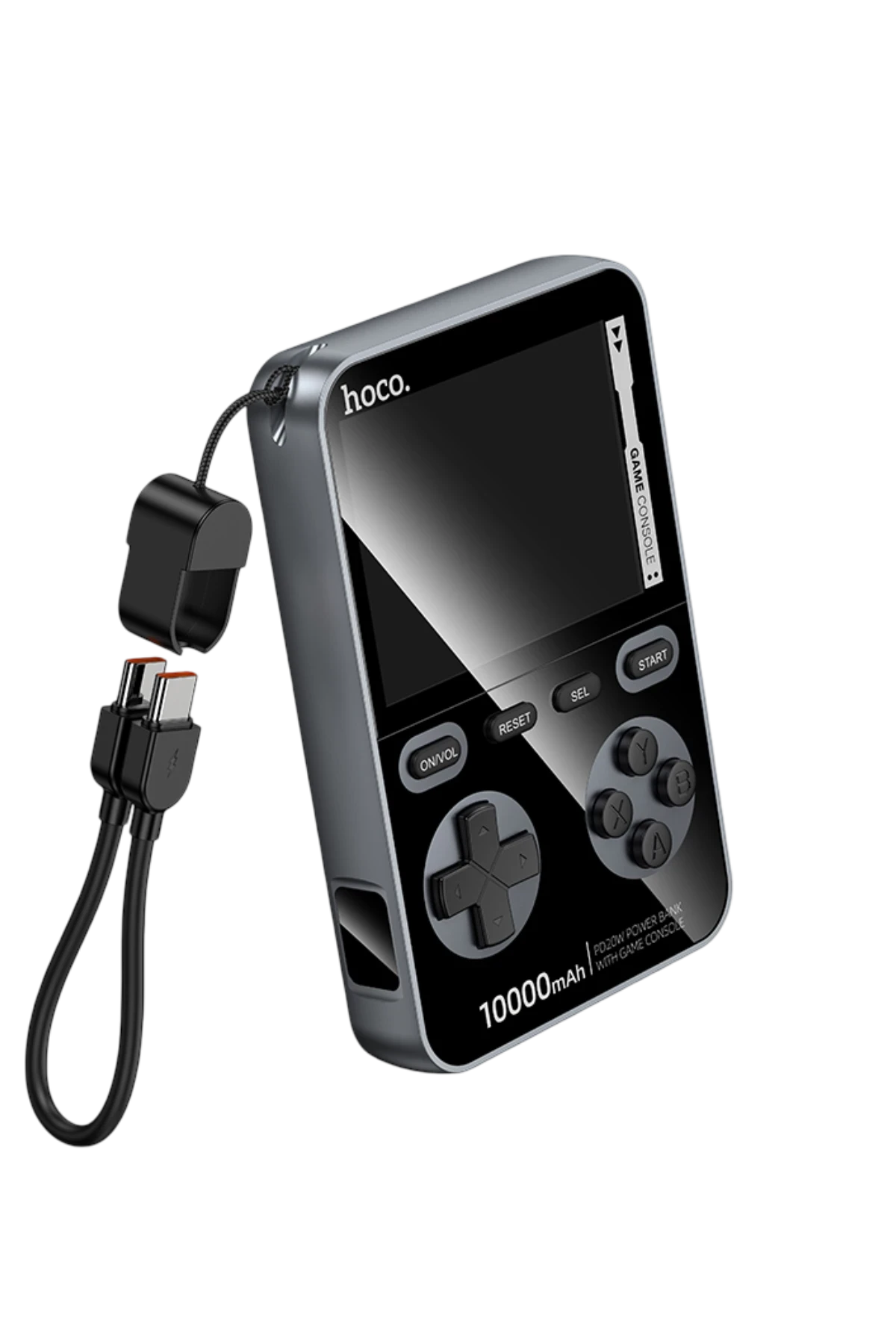 Hoco. Q47 Shine 10.000 mAh PD 20W Dahili Retro Oyun Konsollu Magsafe Powerbank - Siyah