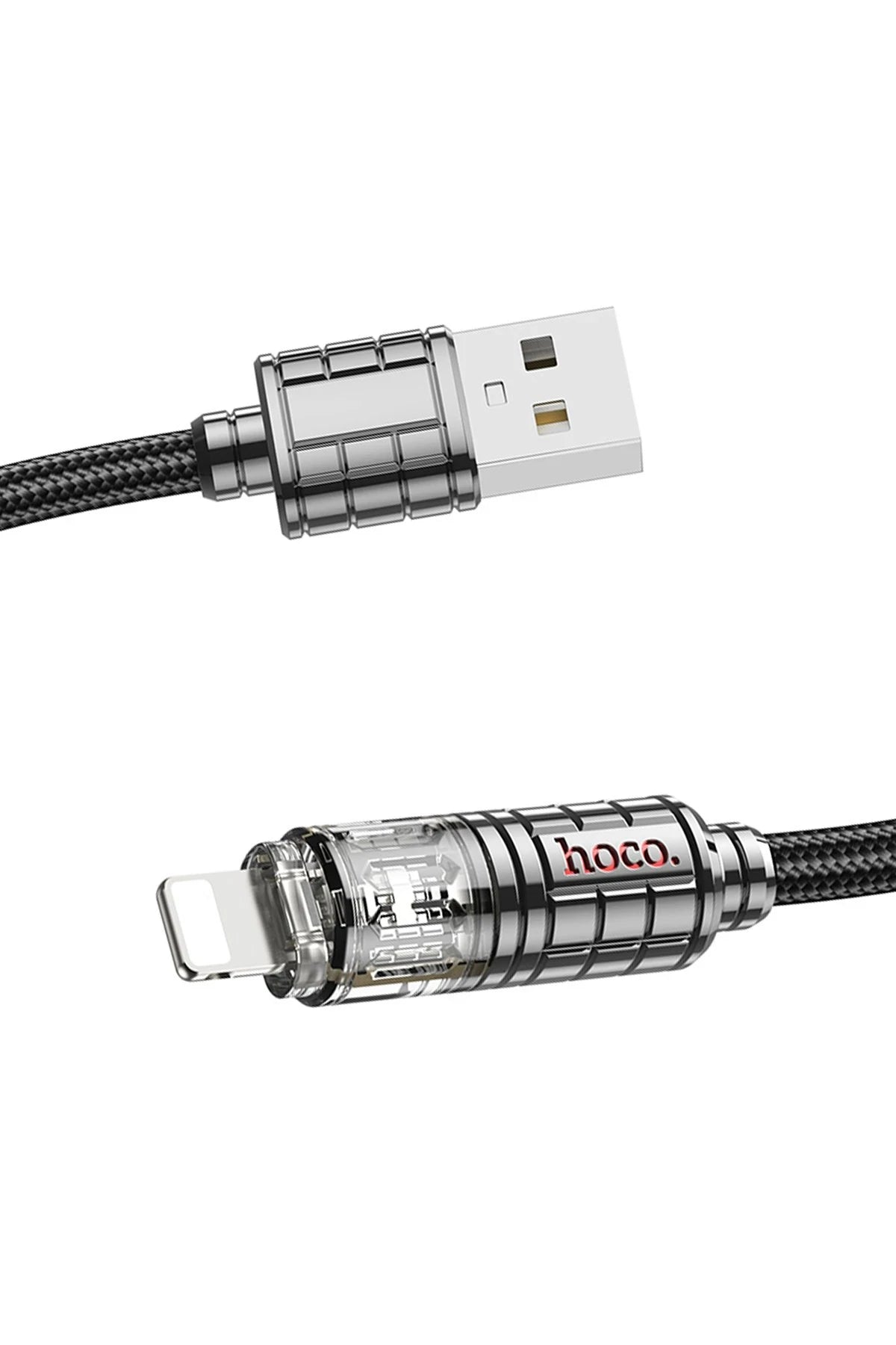 Hoco. U122 1.2M Lantern USB to Lightning Şarj Data Kablosu - Siyah
