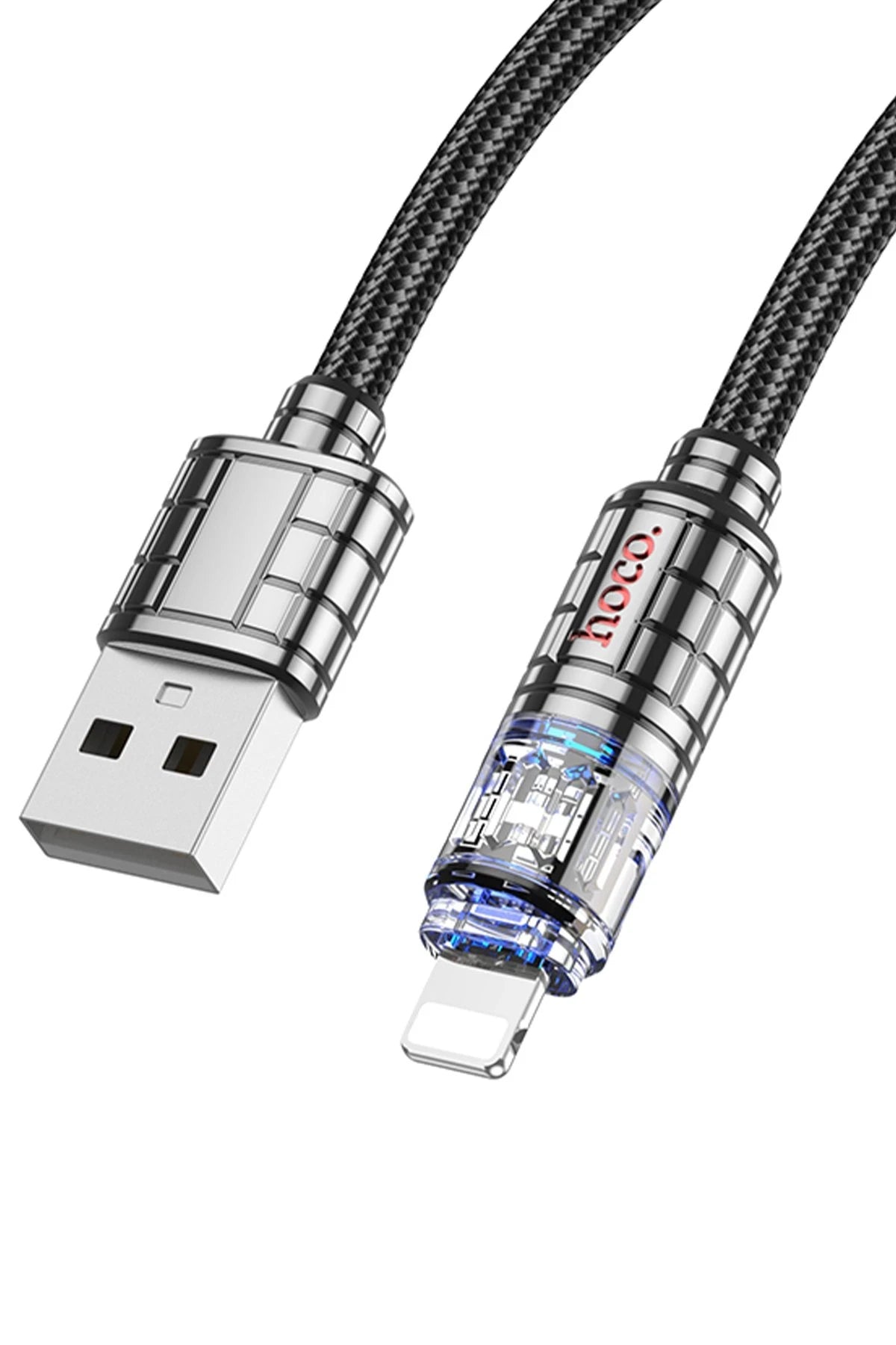 Hoco. U122 1.2M Lantern USB to Lightning Şarj Data Kablosu - Siyah
