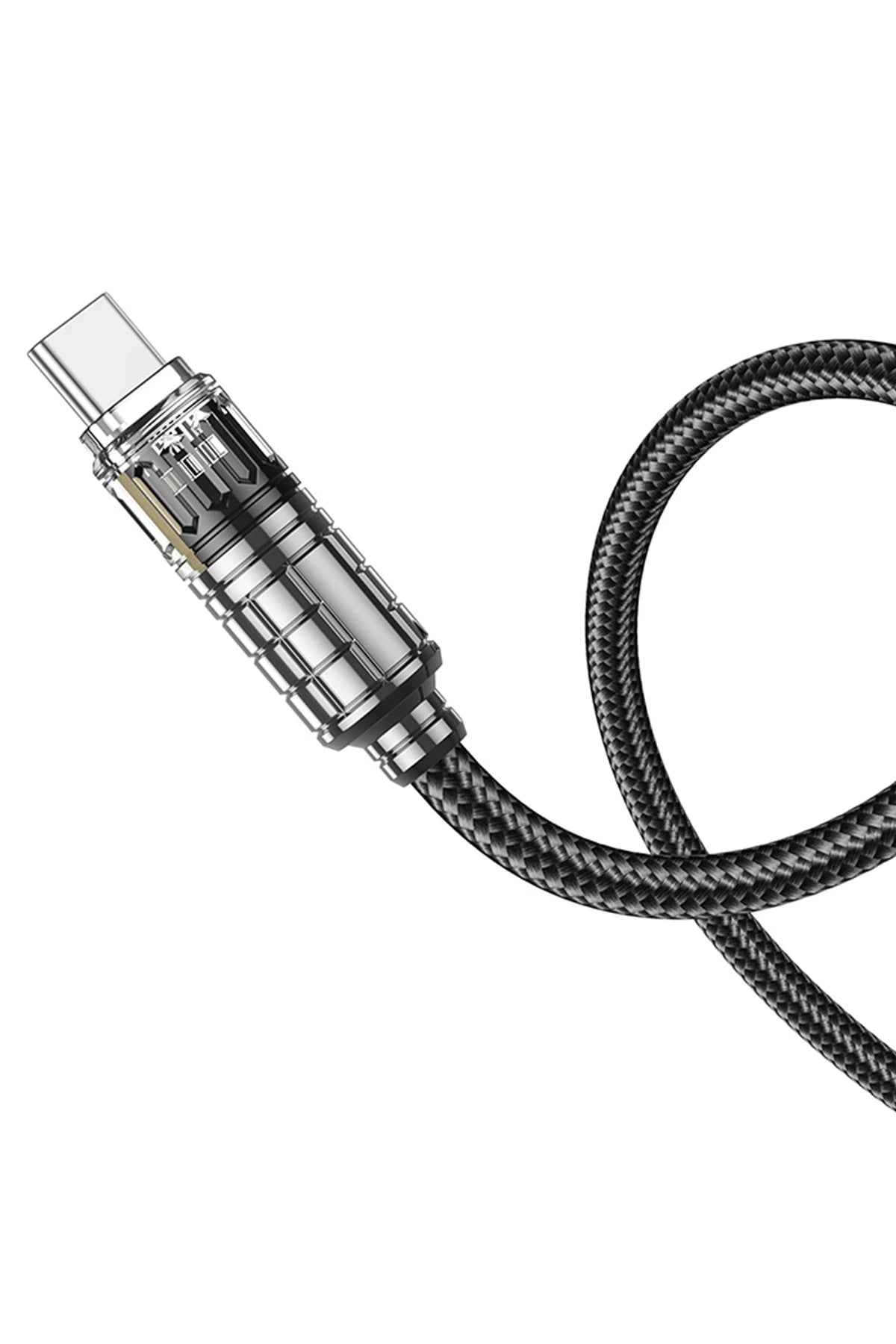 Hoco. U122 1.2M Lantern USB to Type-C Şarj Data Kablosu - Siyah