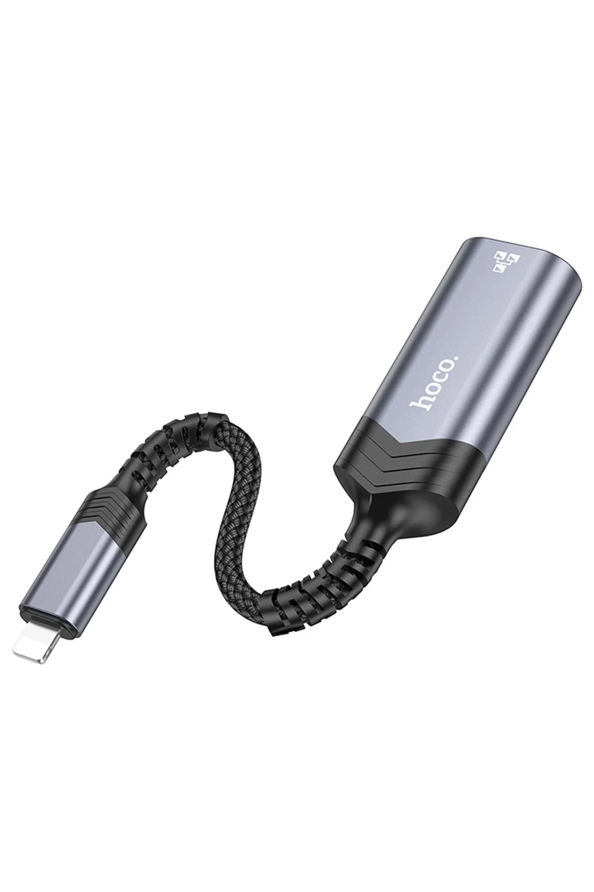 Hoco. UA26 Tak Çalıştır Lightning to RJ45 100 Mbps Ethernet Dönüştürücü - Gri