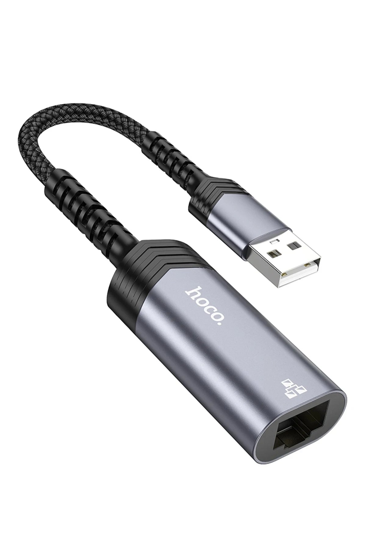 Hoco. UA26 Tak Çalıştır USB to RJ45 100 Mbps Ethernet Dönüştürücü - Gri