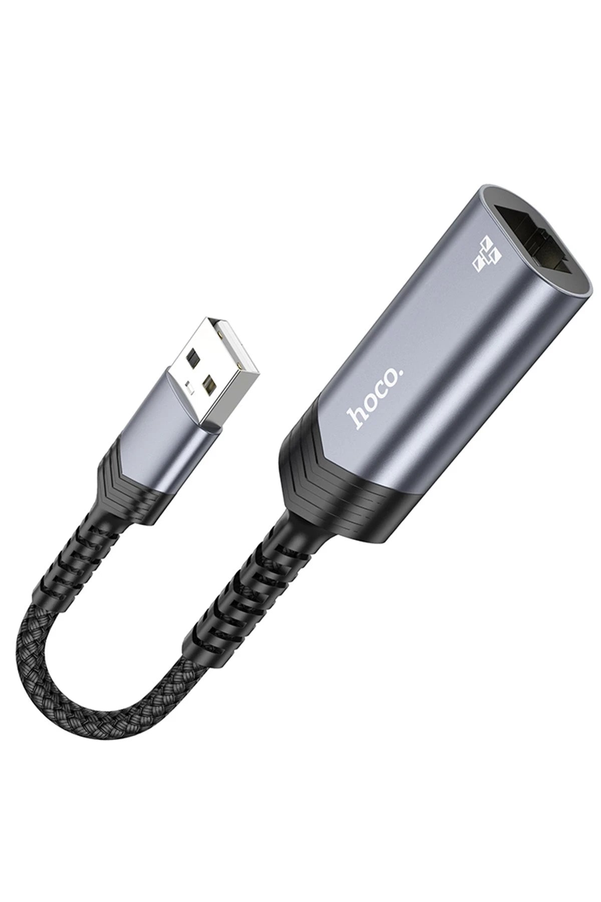 Hoco. UA26 Tak Çalıştır USB to RJ45 100 Mbps Ethernet Dönüştürücü - Gri