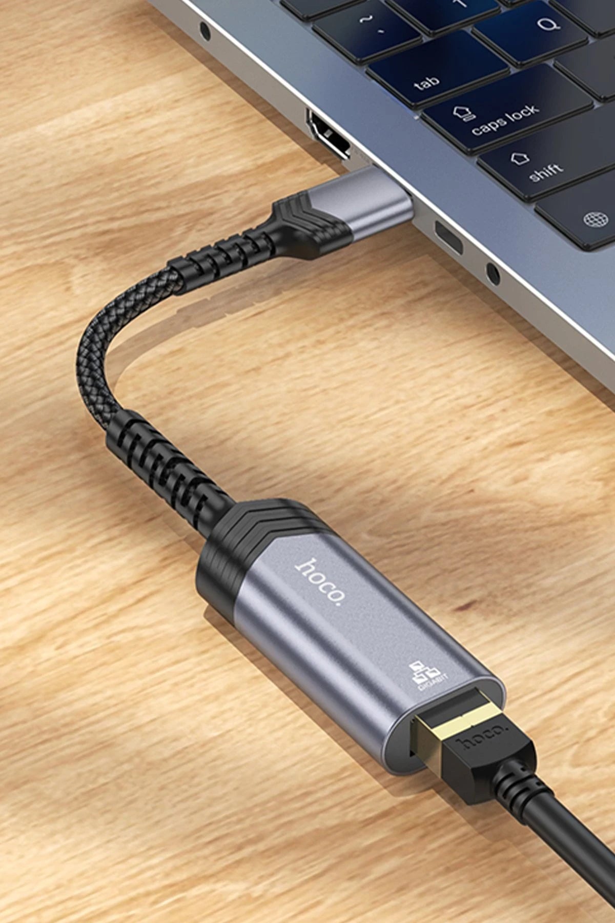 Hoco. UA26 Tak Çalıştır USB to RJ45 1000 Mbps Ethernet Dönüştürücü - Gri