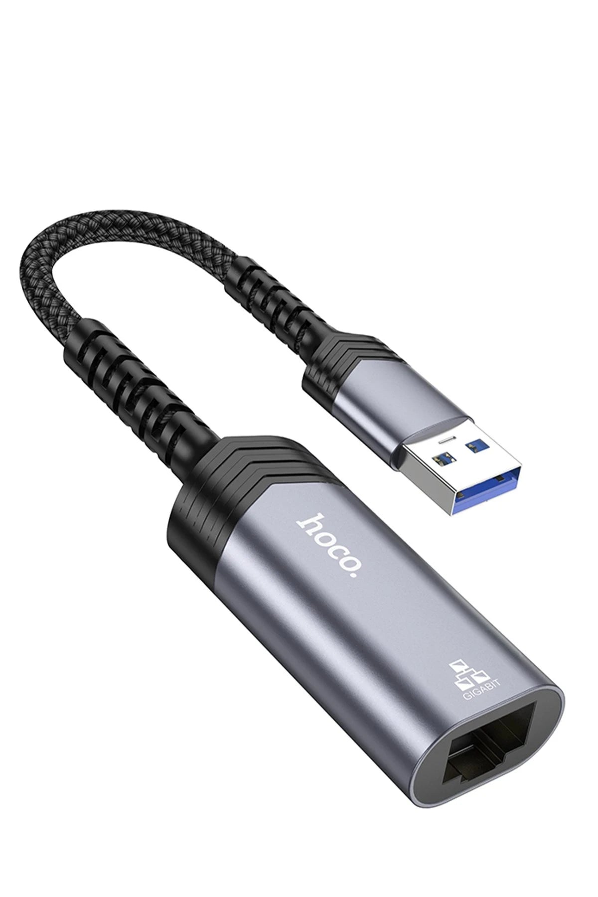 Hoco. UA26 Tak Çalıştır USB to RJ45 1000 Mbps Ethernet Dönüştürücü - Gri