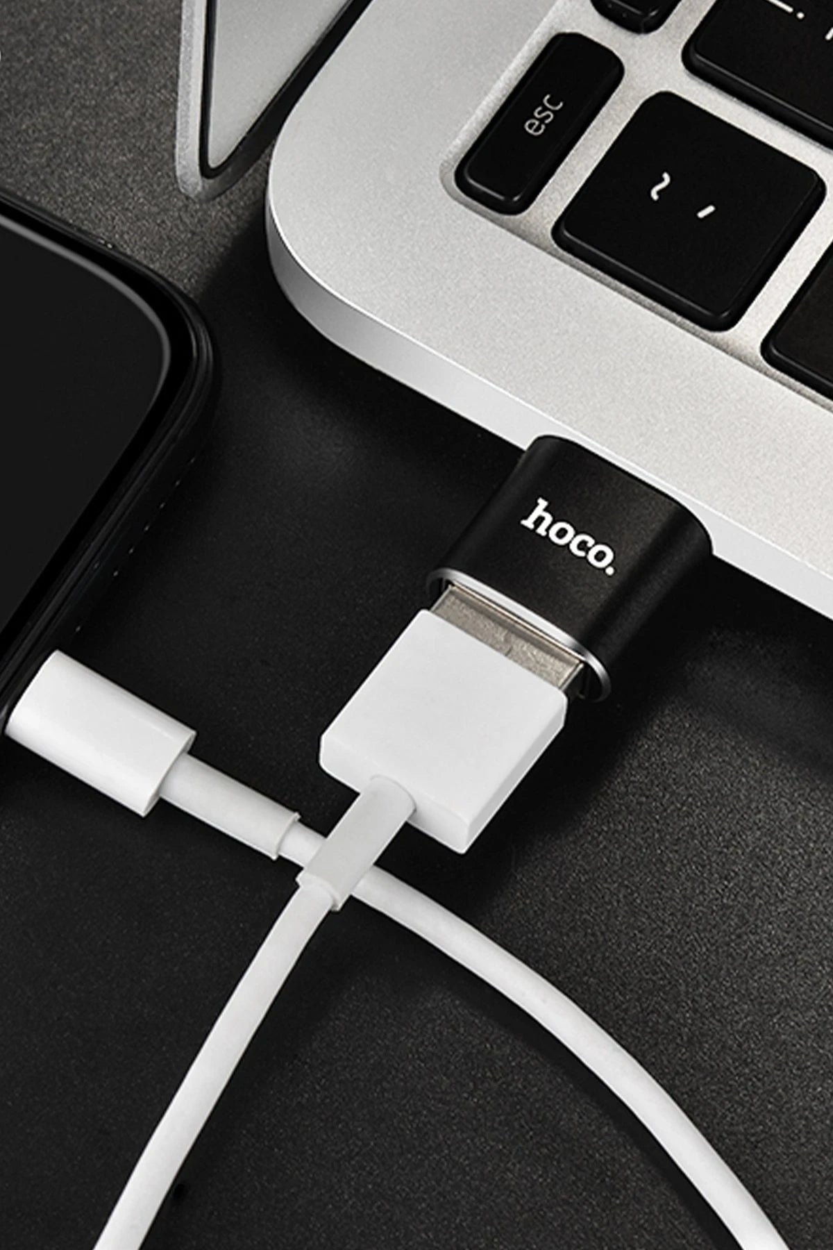 Hoco. UA5 Tak Çalıştır Type-C to USB Dönüştürücü - Siyah