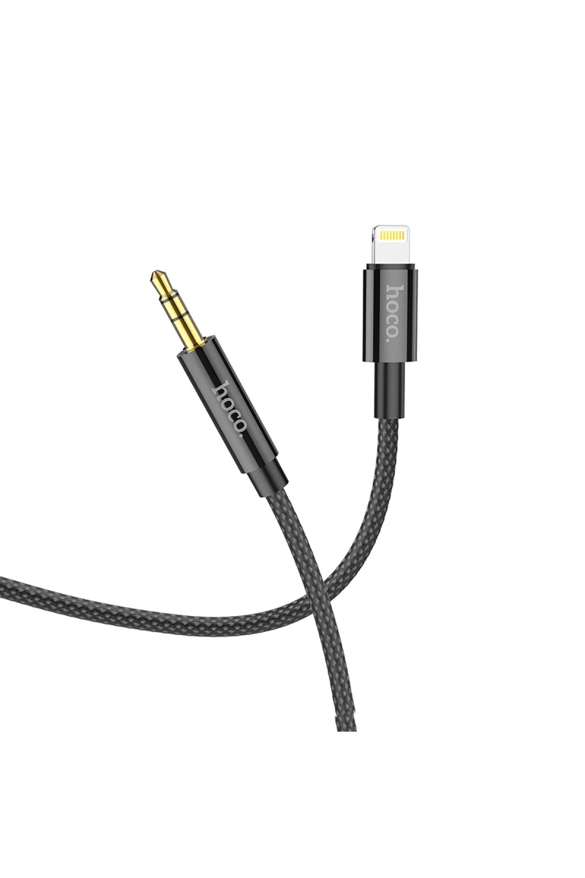 Hoco. UPA19 1M Hasırlı Lightning to Aux Kablo - Siyah
