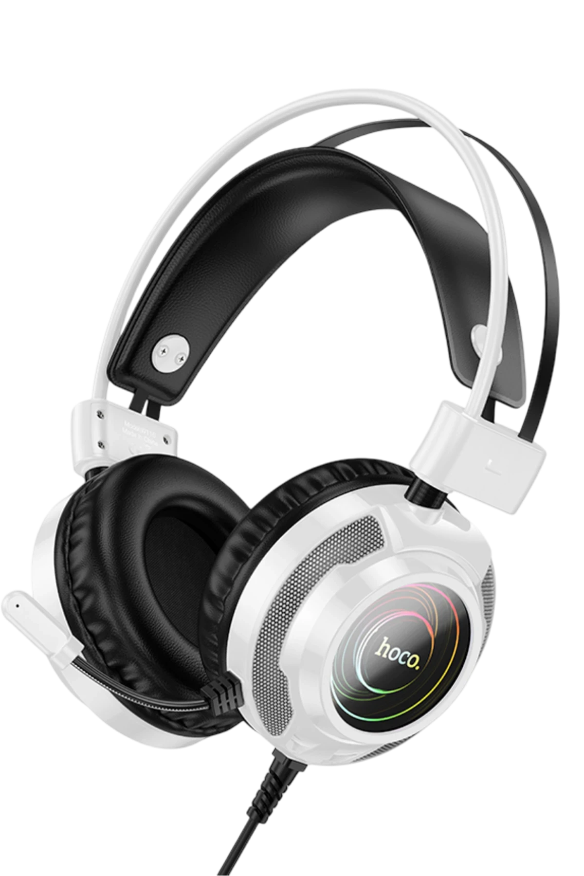 Hoco. W110 RGB Aydınlatmalı 2M Kablolu Kafaüstü Gaming Kulaklık - Beyaz