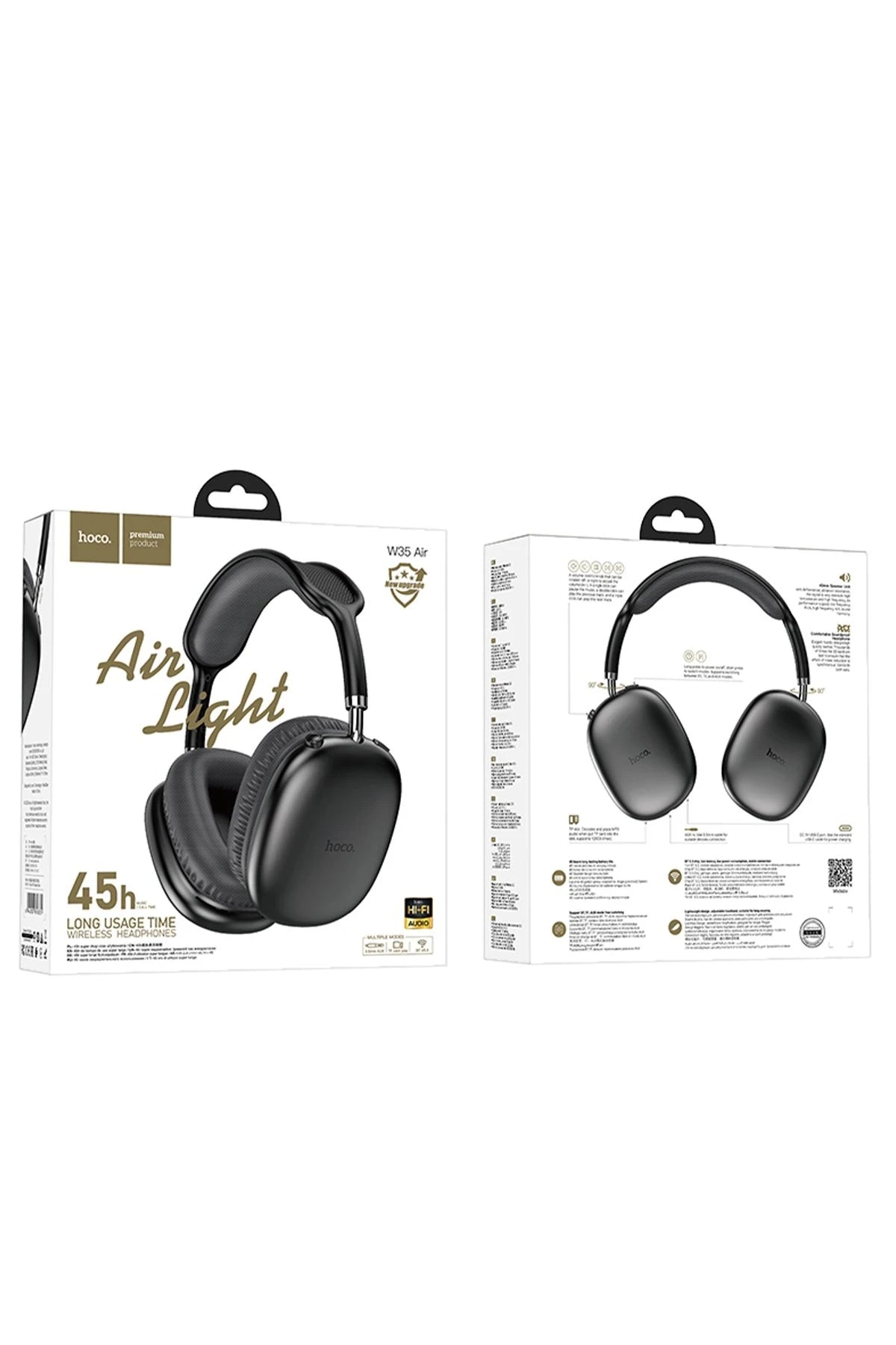 Hoco. W35 Air Triumph Aux Destekli Bluetooth Kablosuz Kulaklık - Siyah