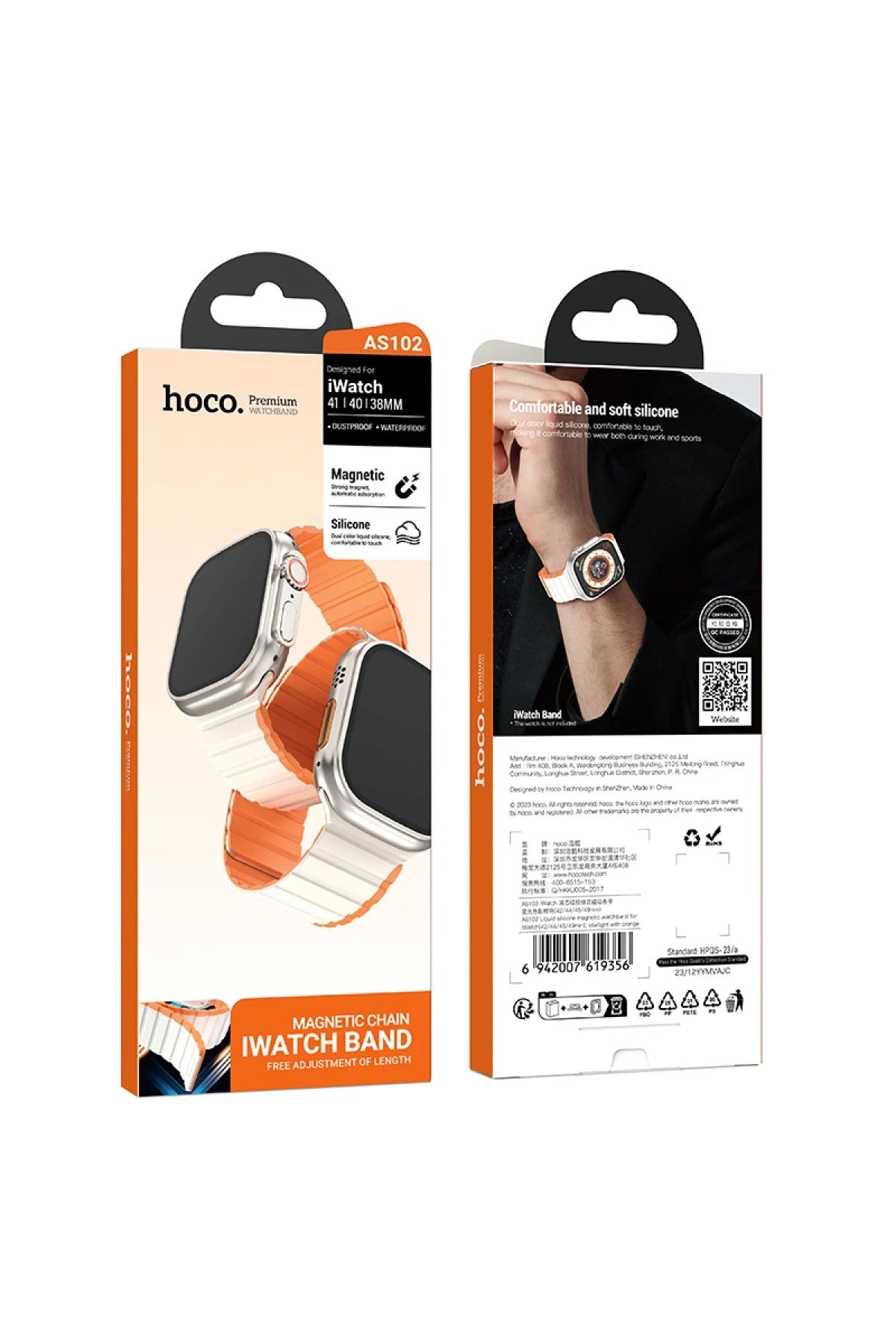 Hoco. Watch 38mm AS102 Silikon Kordon - Yıldız Işığı-Turuncu