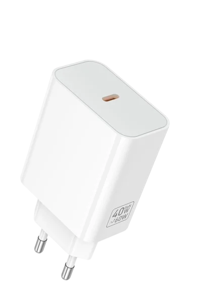 Hoco. C162A 40W PD Destekli Type-C Tek Port EU Şarj Adaptörü - Beyaz