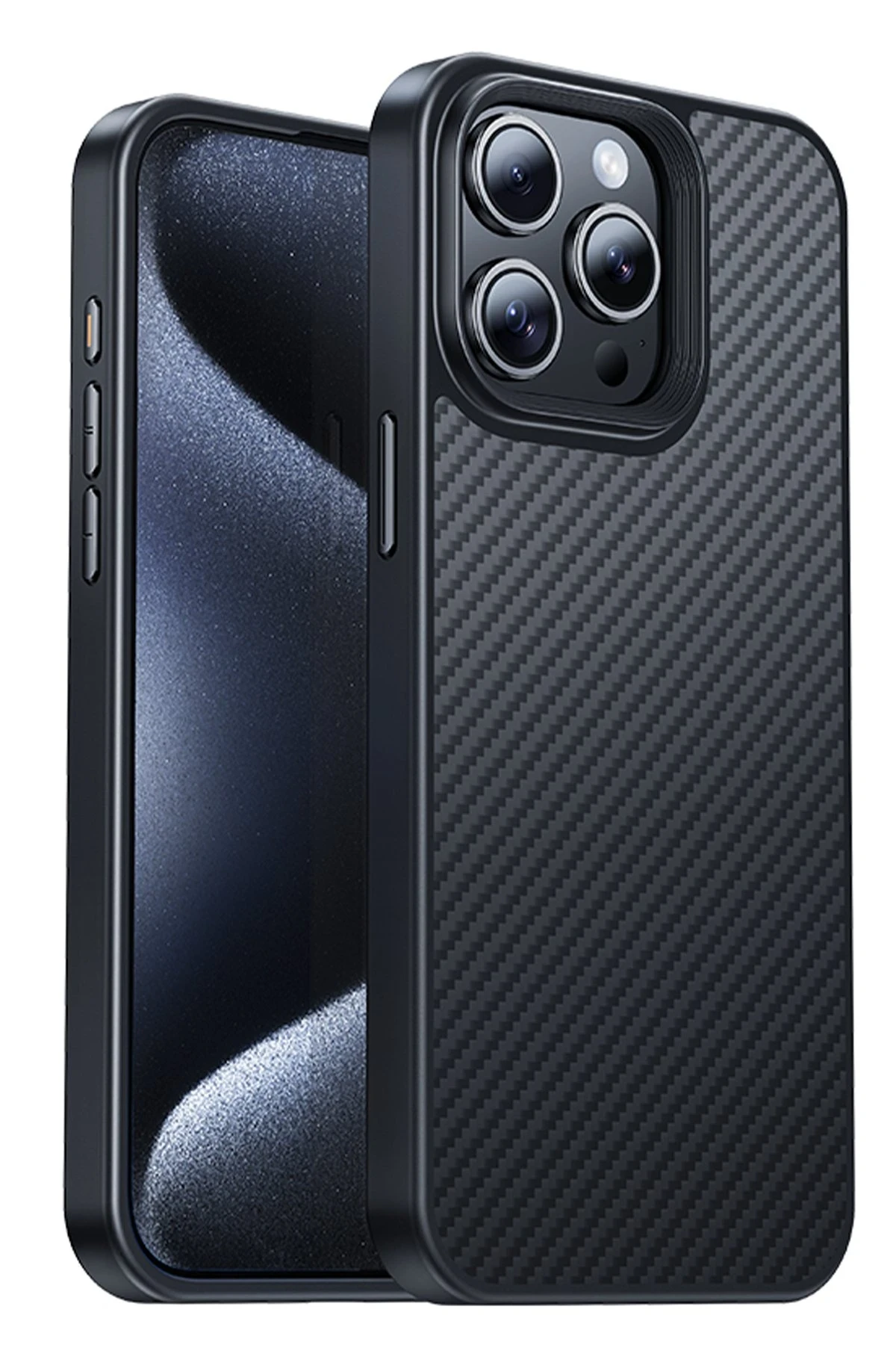 Hoco. iPhone 15 Pro Max ile Uyumlu Knight Kevlar Kablosuz Şarj Özellikli Kapak - Siyah