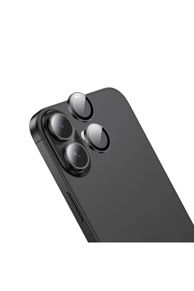 Hoco. iPhone 16 3D Metal Frame Kamera Lens - Siyah