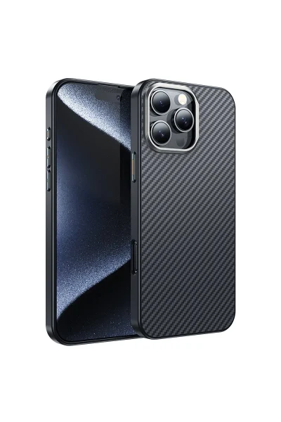 Hoco. iPhone 16 Pro ile Uyumlu Knight Kevlar Kablosuz Şarj Özellikli Kapak - Siyah