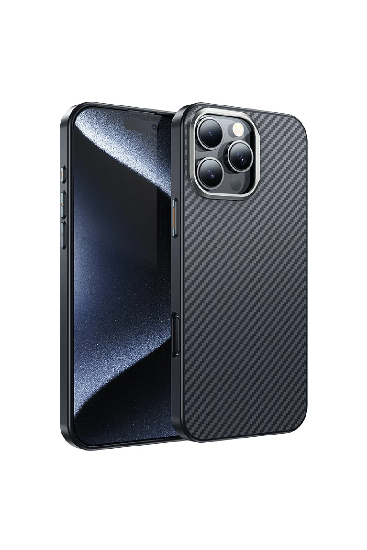 Hoco. iPhone 16 Pro Max ile Uyumlu Knight Kevlar Kablosuz Şarj Özellikli Kapak - Siyah