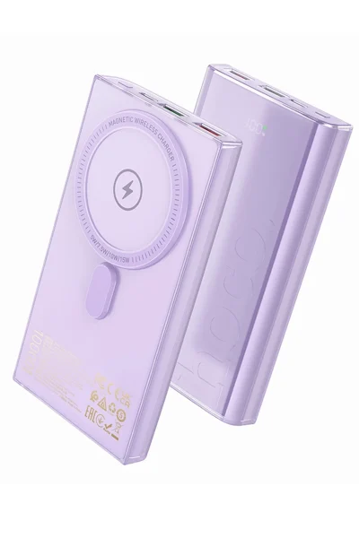 Hoco. Q22 Taurus 22.5W PD 20W Magsafe Dijital Ekranlı Powerbank - Mor