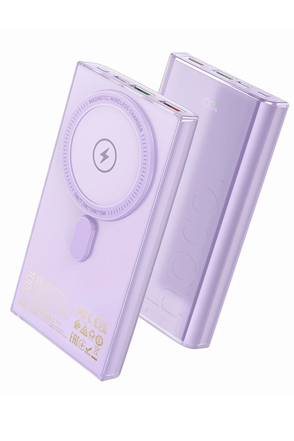 Hoco. Q22 Taurus 22.5W PD 20W Magsafe Dijital Ekranlı Powerbank - Mor