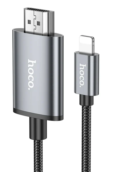 Hoco. UA27 2M Tak Çalıştır Lightning to HDMI Dönüştürücü - Gri