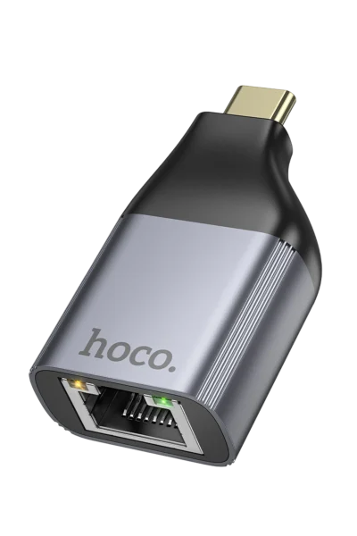 Hoco. UA35 Tak Çalıştır Type-C to RJ45 100Mbps Ethernet Dönüştürücü - Gri