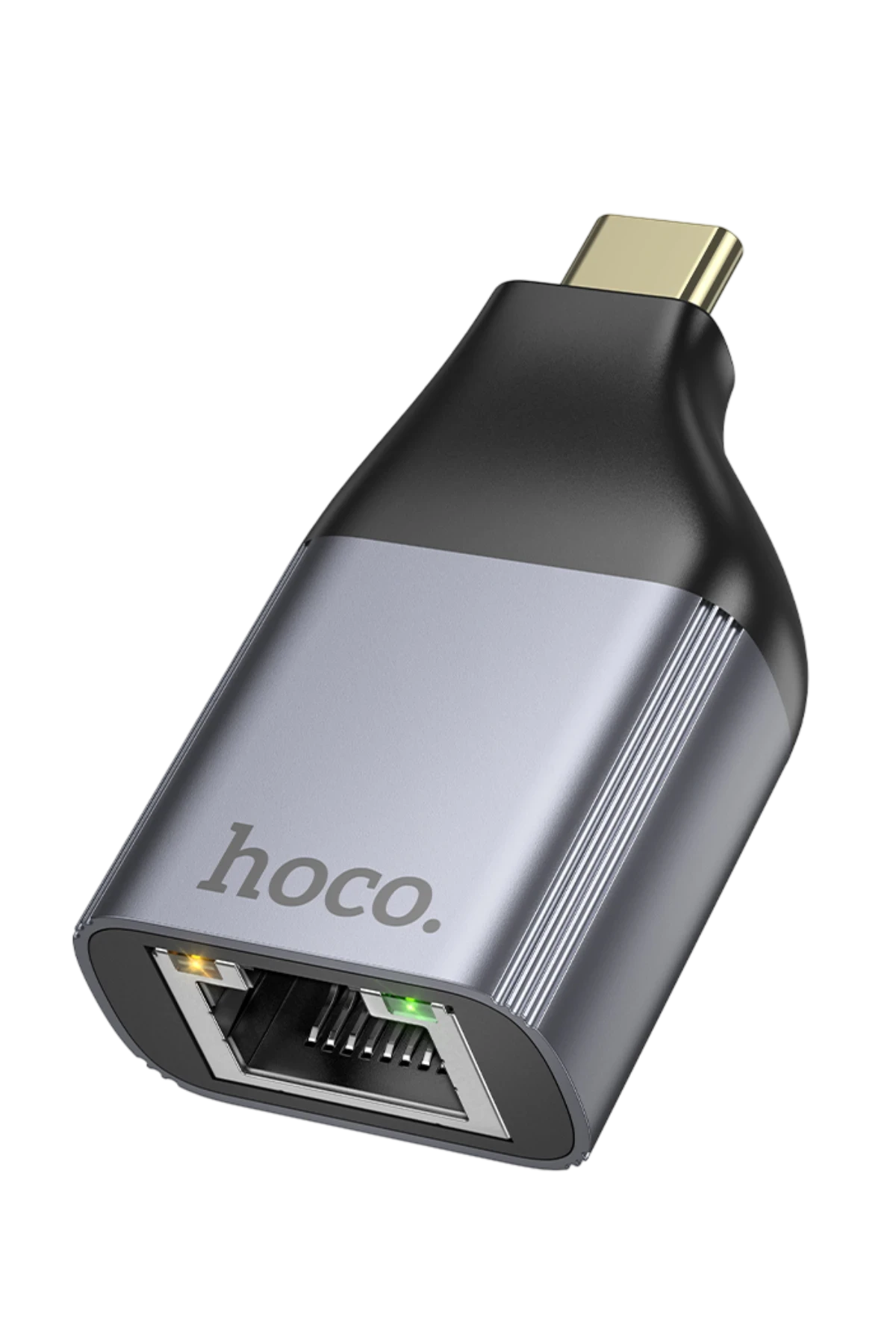 Hoco. UA35 Tak Çalıştır Type-C to RJ45 100Mbps Ethernet Dönüştürücü - Gri