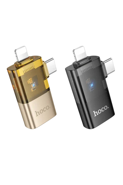 Hoco. UA36E 2in1 Tak Çalıştır Lightning ve Type-C to USB 3.0 Dönüştürücü - Siyah