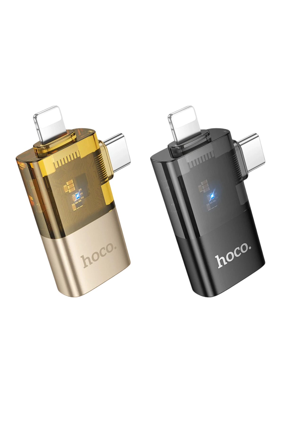 Hoco. UA36E 2in1 Tak Çalıştır Lightning ve Type-C to USB 3.0 Dönüştürücü - Siyah