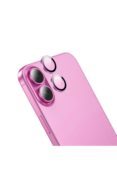 Hoco. iPhone 16 3D Metal Frame Kamera Lens - Pembe