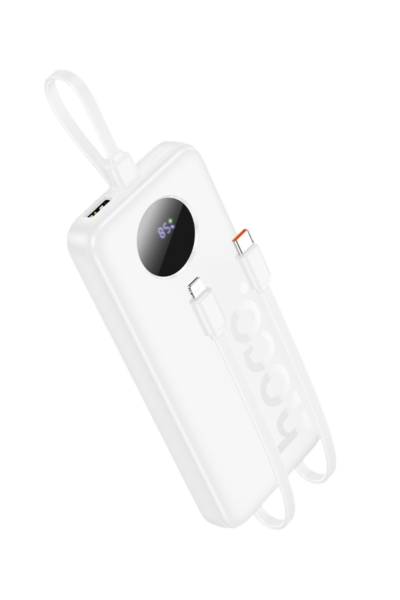 Hoco. J132 Sabio 10.000mAh PD20W Dahili 3 Kablolu Hızlı Şarj Powerbank - Beyaz