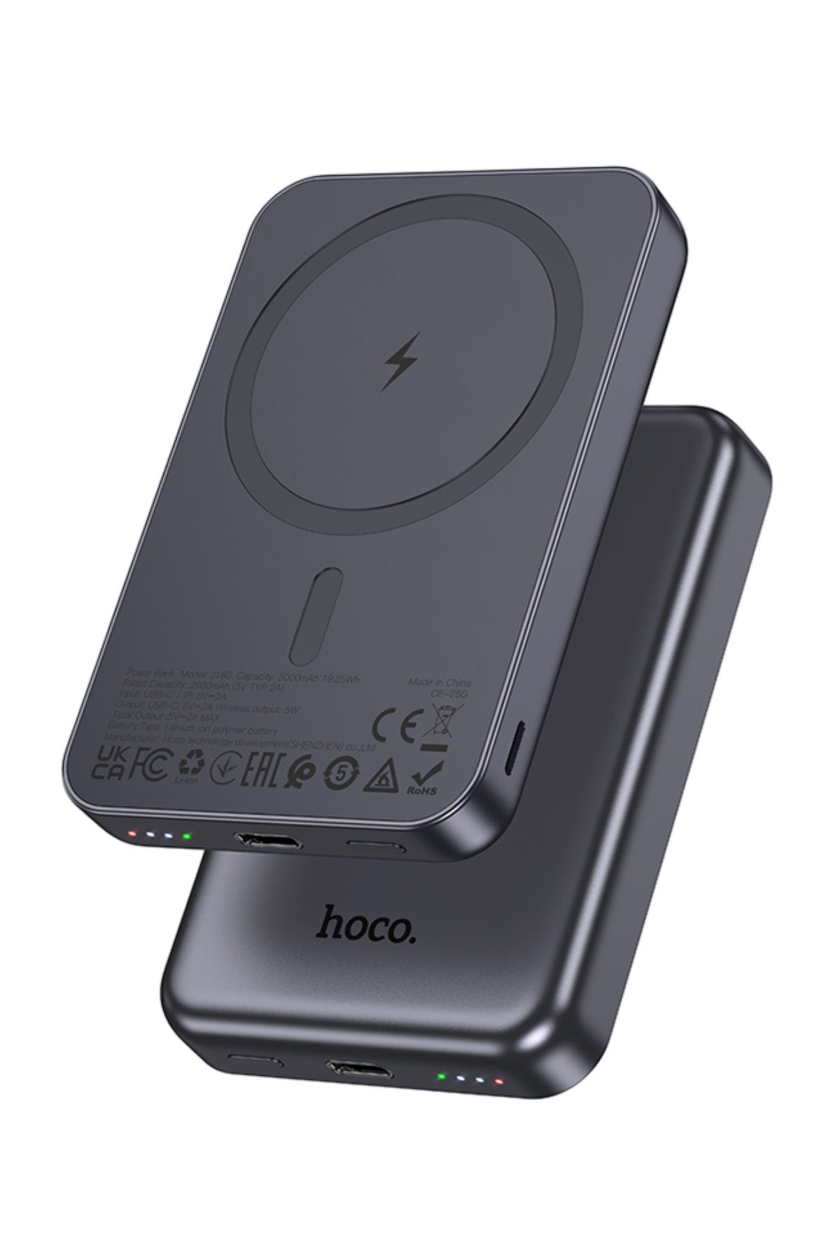 Hoco. J160 Original 5.000mAh PD20W MagneticSave Manyetik Powerbank - Gri