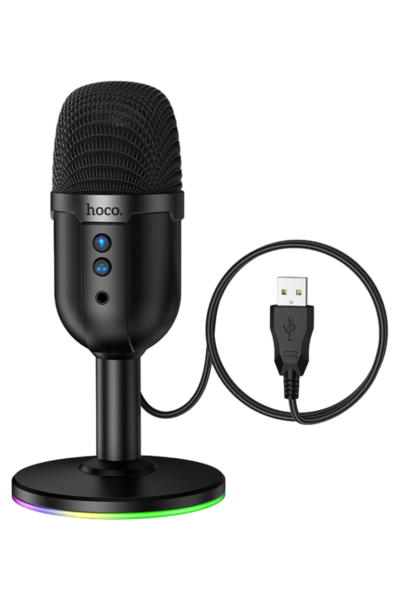 Hoco. L25 Bright 360 Derece RGB USB Yayıncı Masaüstü Mikrofonu - Siyah