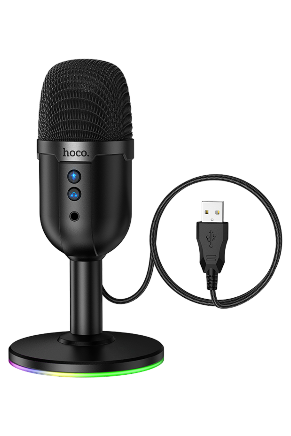 Hoco. L25 Bright 360 Derece RGB USB Yayıncı Masaüstü Mikrofonu - Siyah